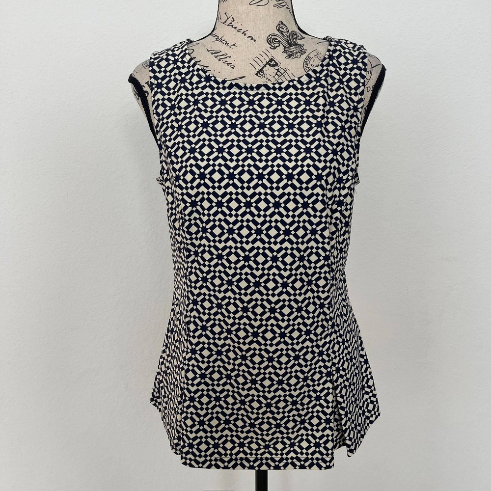 Aryeh Women S Sleeveless Geometric Print Peplum‎ Top Artsy korky disco